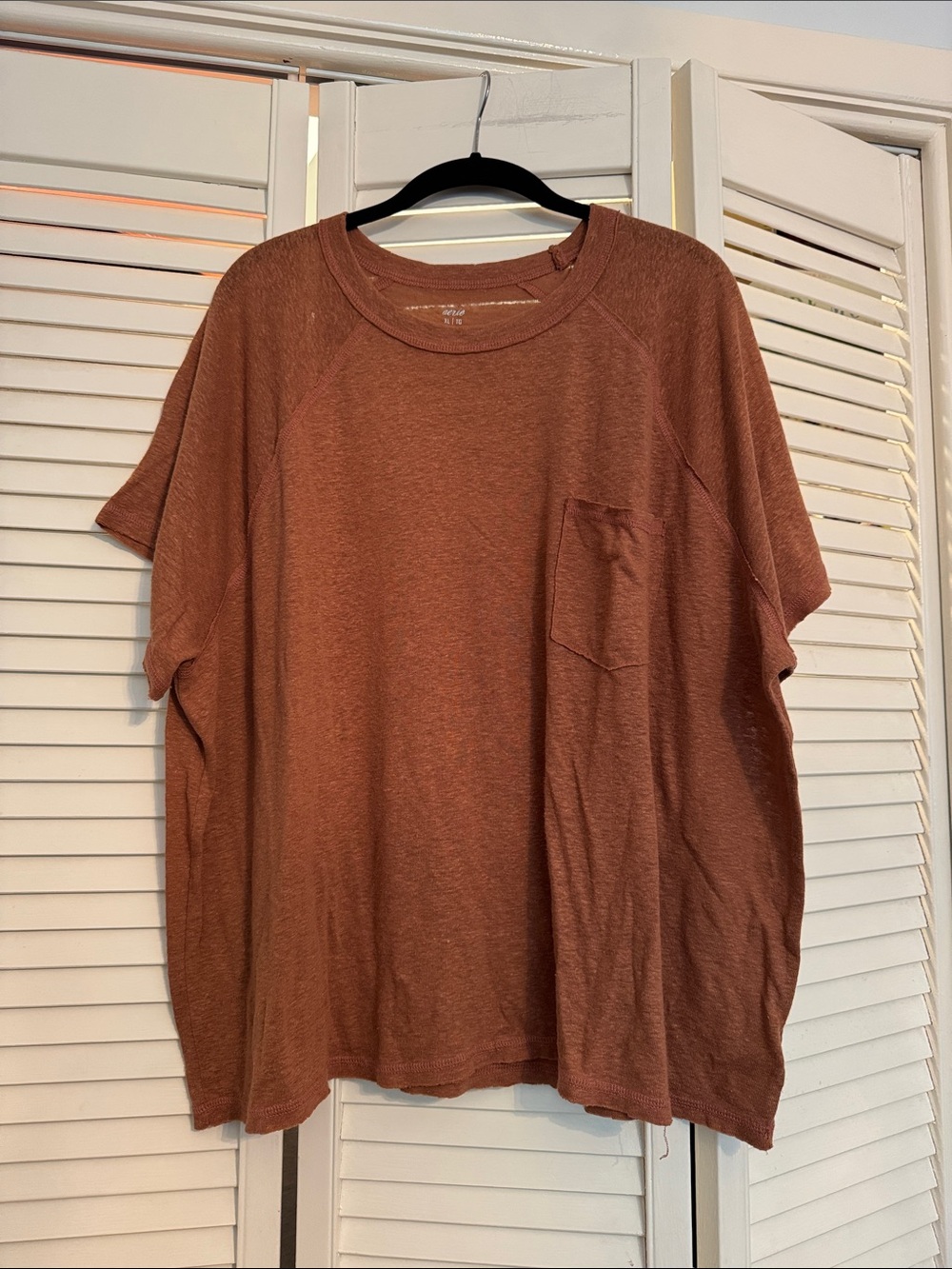 aerie Rust Crewneck Pocket Tee